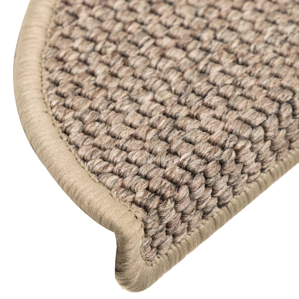 Trapmatten zelfklevend 15 st sisal-look 56x17x3 cm platinakleur