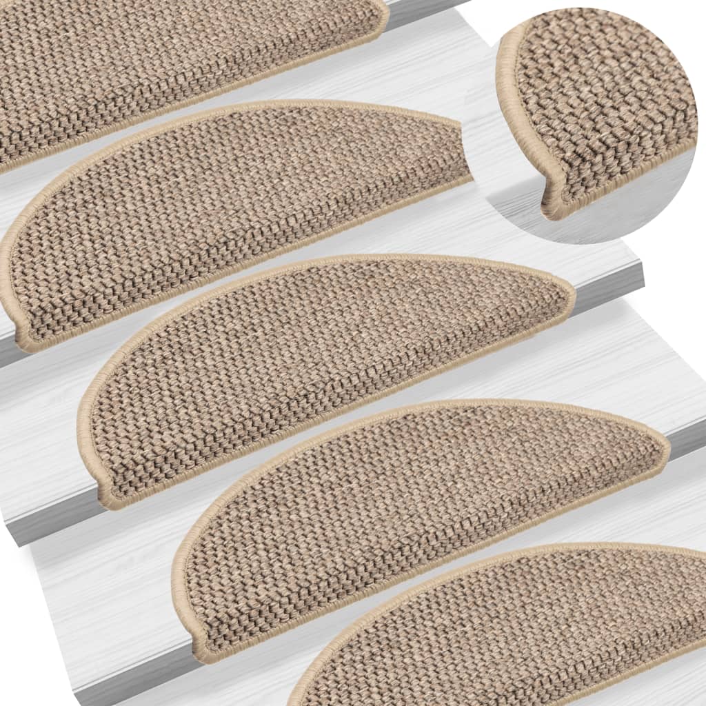 Trapmatten zelfklevend 15 st sisal-look 56x17x3 cm platinakleur