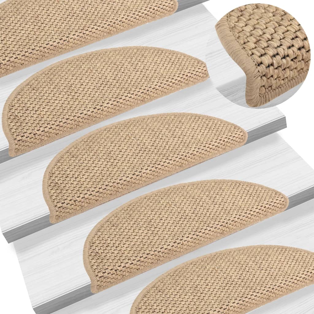 Trapmatten zelfklevend 15 st sisal-look 65x21x4 cm zandkleurig