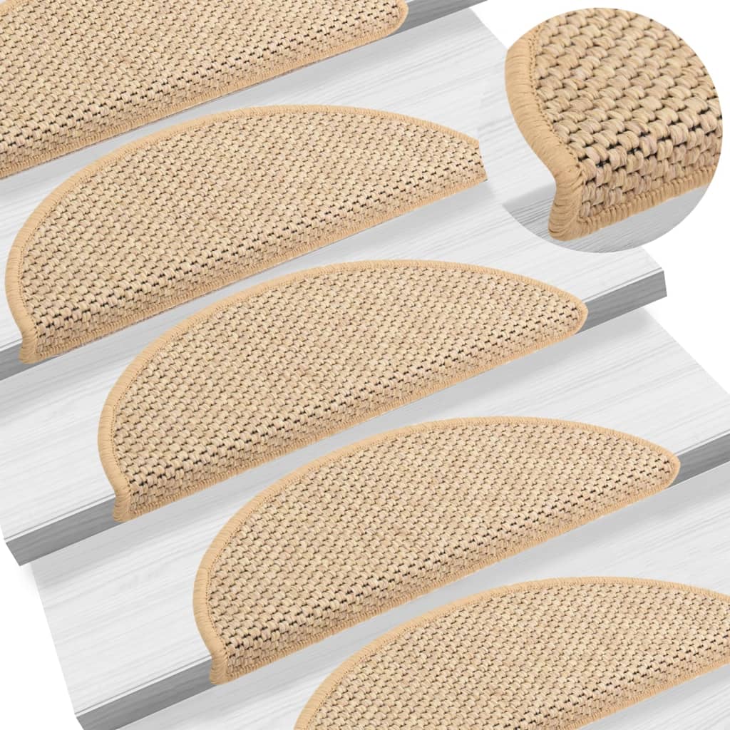 Trapmatten zelfklevend 15 st sisal-look 65x21x4 cm zandkleurig