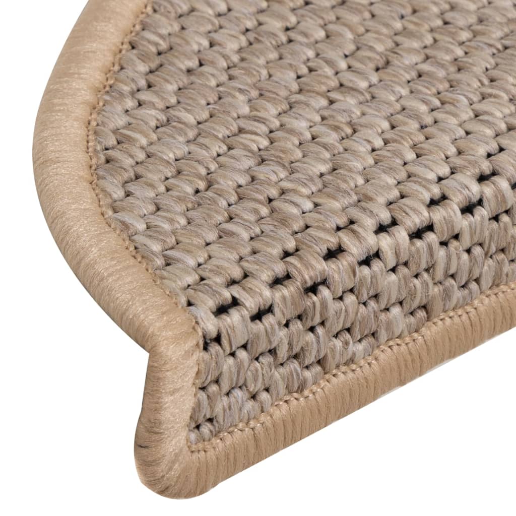 Trapmatten zelfklevend 15 st sisal-look 56x17x3 cm platinakleur