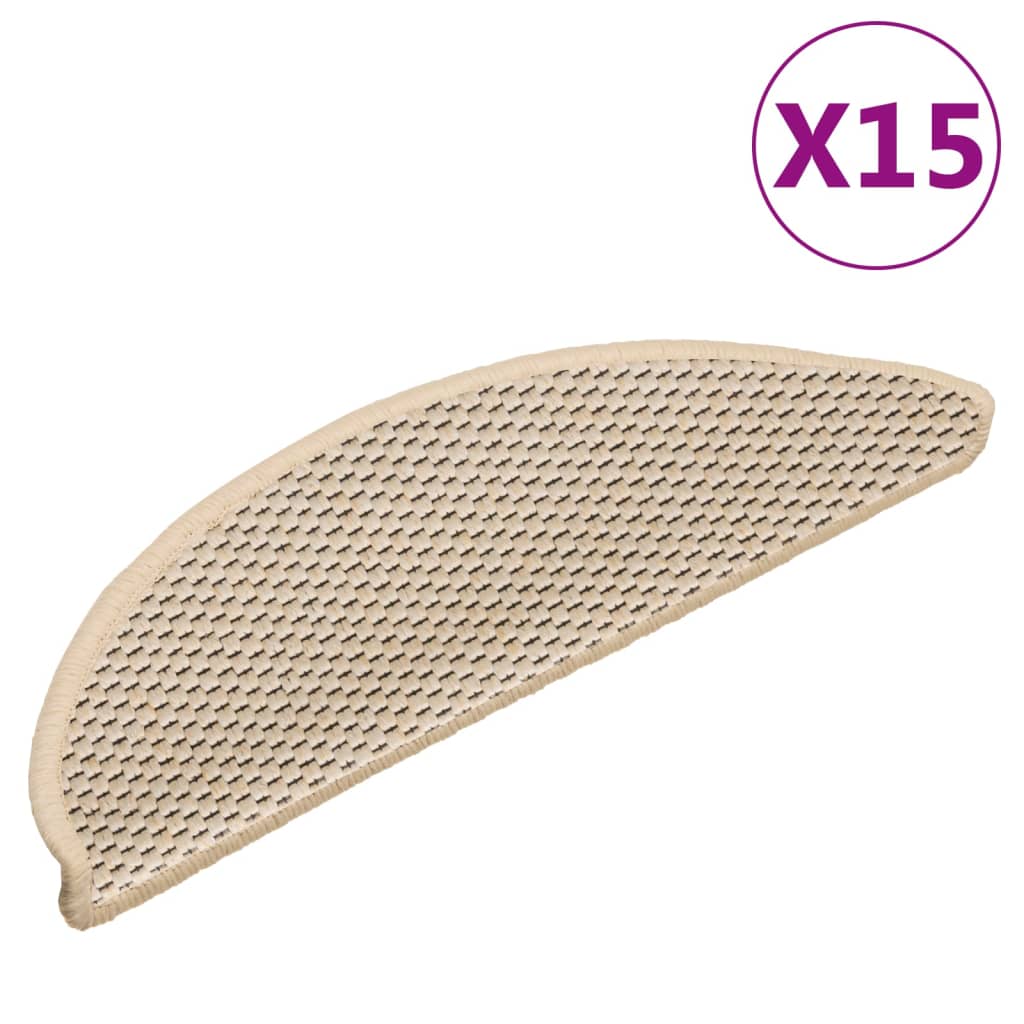 Trapmatten zelfklevend 15 st sisal-look 56x17x3 cm platinakleur