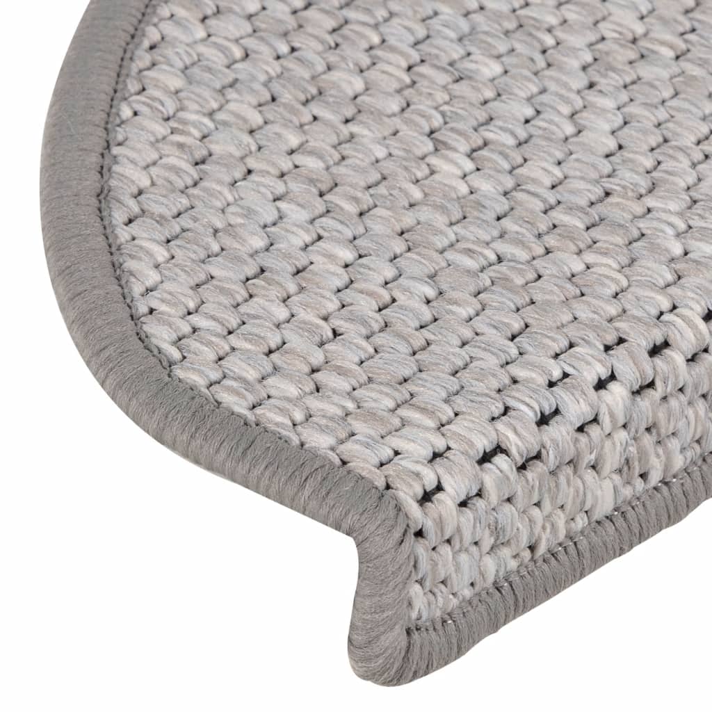 Trapmatten zelfklevend 15 st sisal-look 56x17x3 cm platinakleur