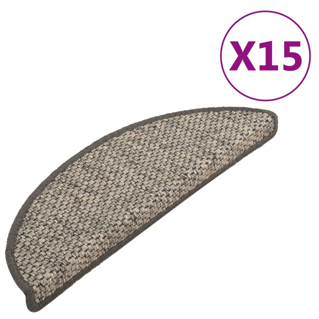 Trapmatten zelfklevend 15 st sisal-look 65x21x4 cm crèmekleurig