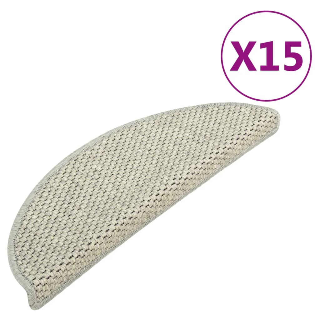 Trapmatten zelfklevend 15 st sisal-look 65x21x4 cm zandkleurig