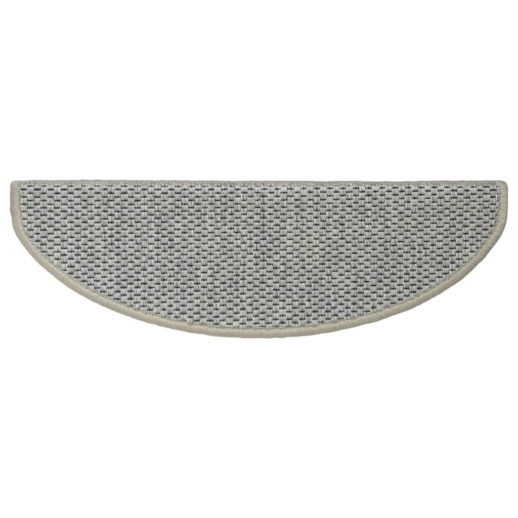 Trapmatten zelfklevend 15 st sisal-look 56x17x3 cm platinakleur