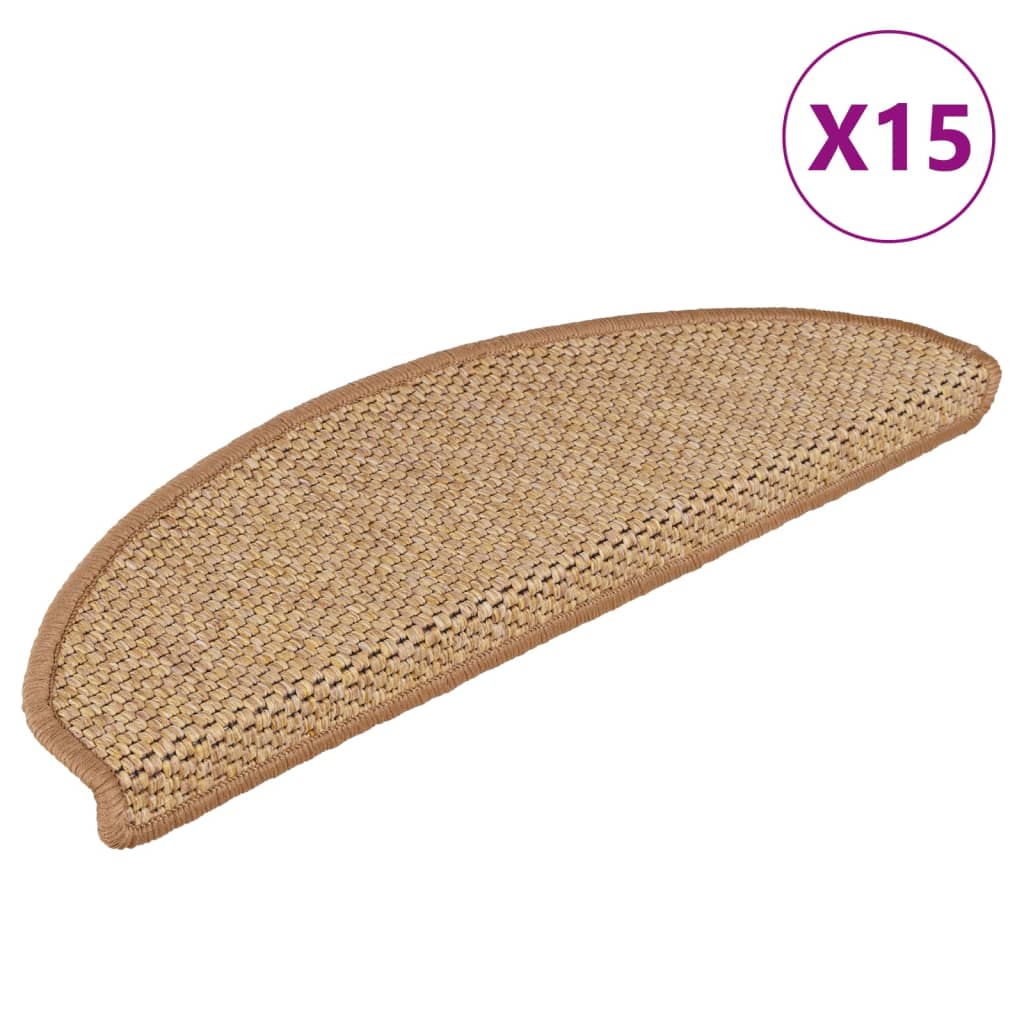 Trapmatten zelfklevend 15 st sisal-look 56x17x3 cm platinakleur