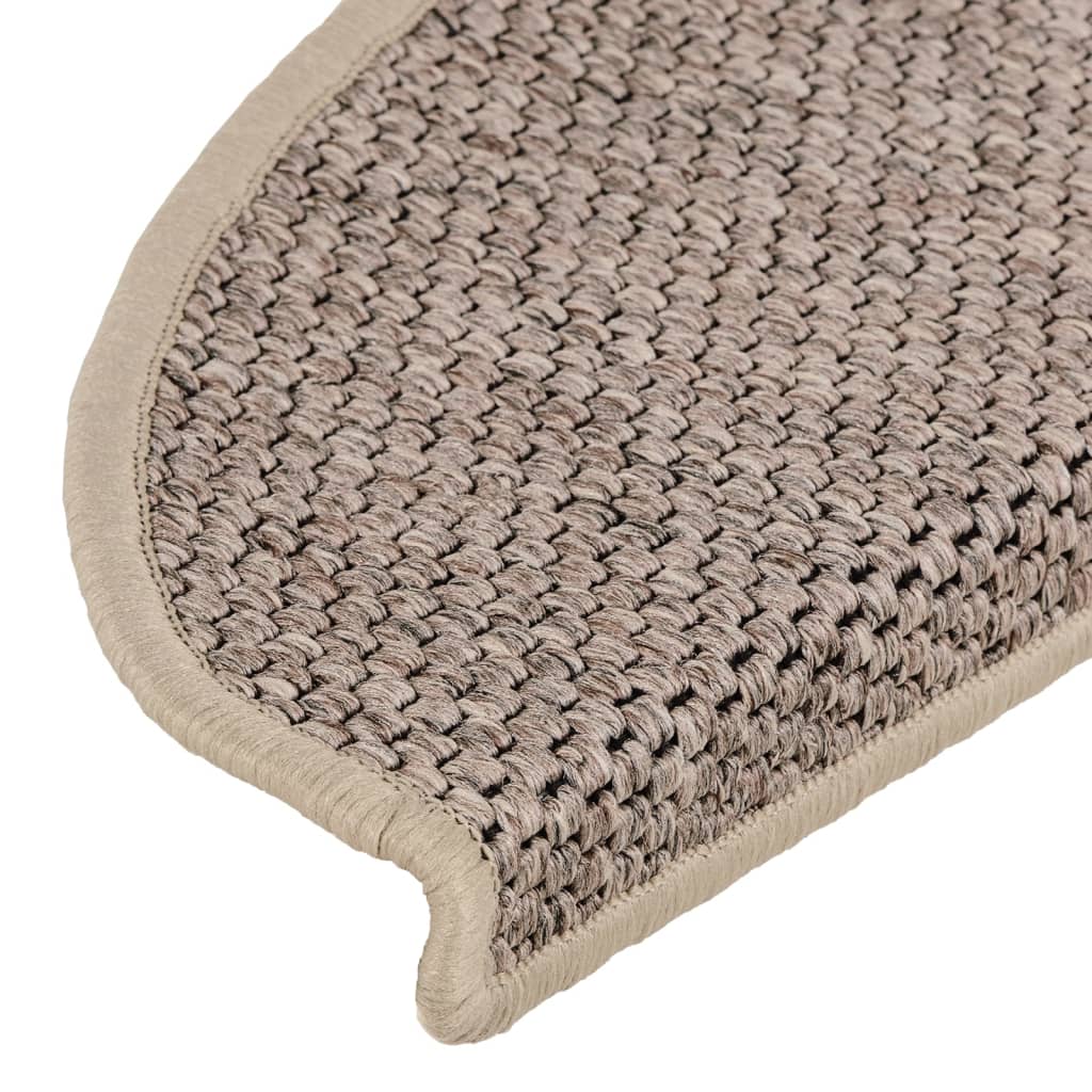 Trapmatten zelfklevend 15 st sisal-look 56x17x3 cm platinakleur