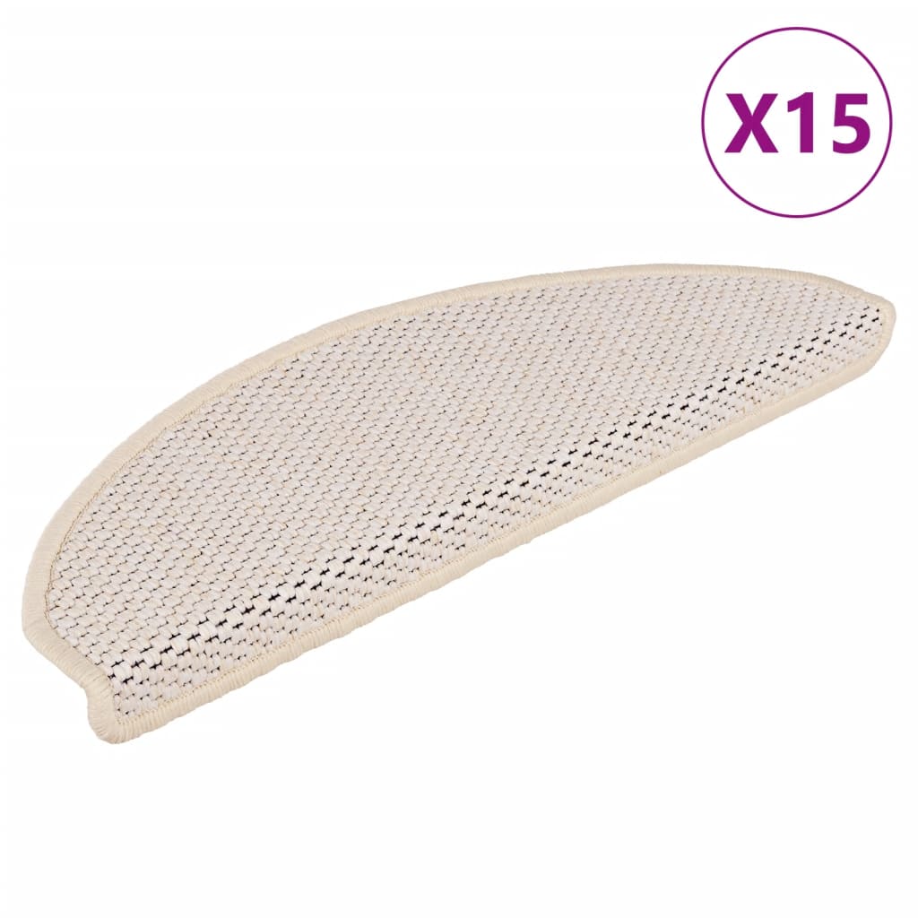 Trapmatten zelfklevend 15 st sisal-look 56x17x3 cm platinakleur