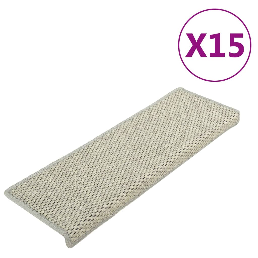 Trapmatten zelfklevend 15 st sisal-look 65x21x4 cm