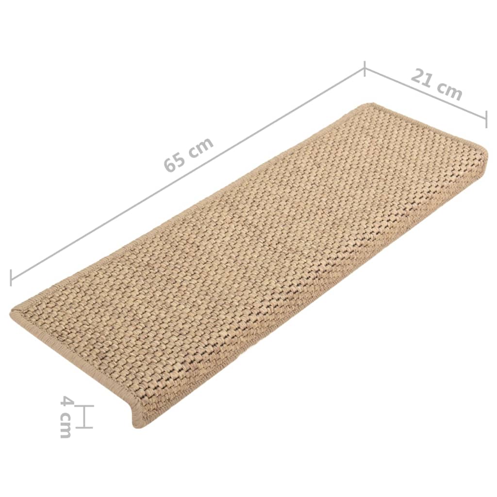 Trapmatten zelfklevend 15 st sisal-look 65x21x4 cm