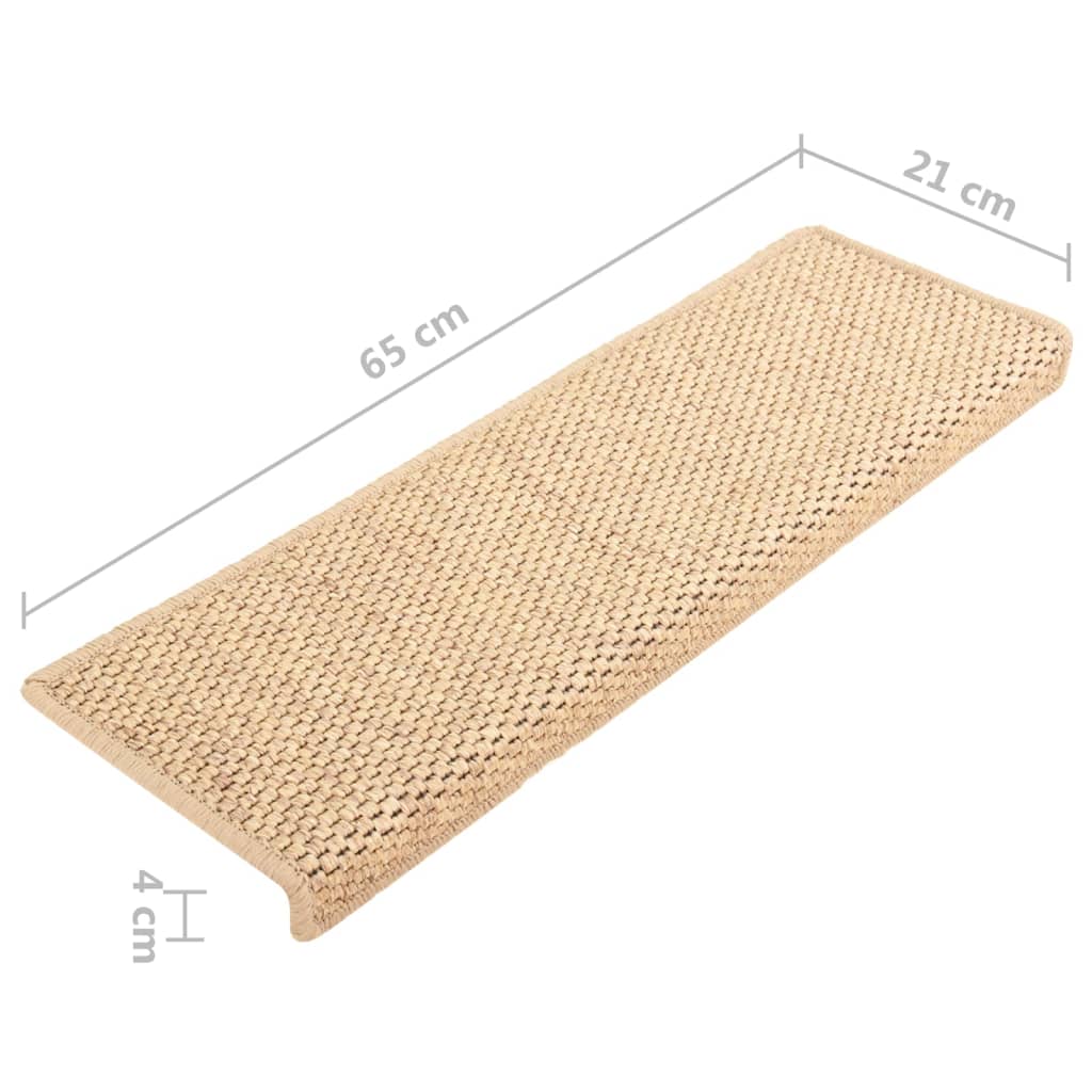 Trapmatten zelfklevend 15 st sisal-look 65x21x4 cm