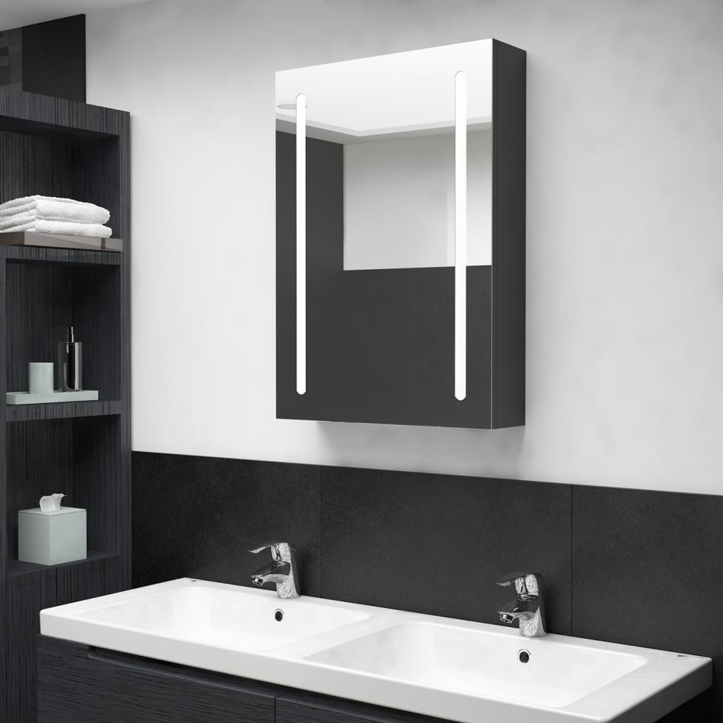 Meuble de salle de bain avec miroir LED 89x14x62 cm