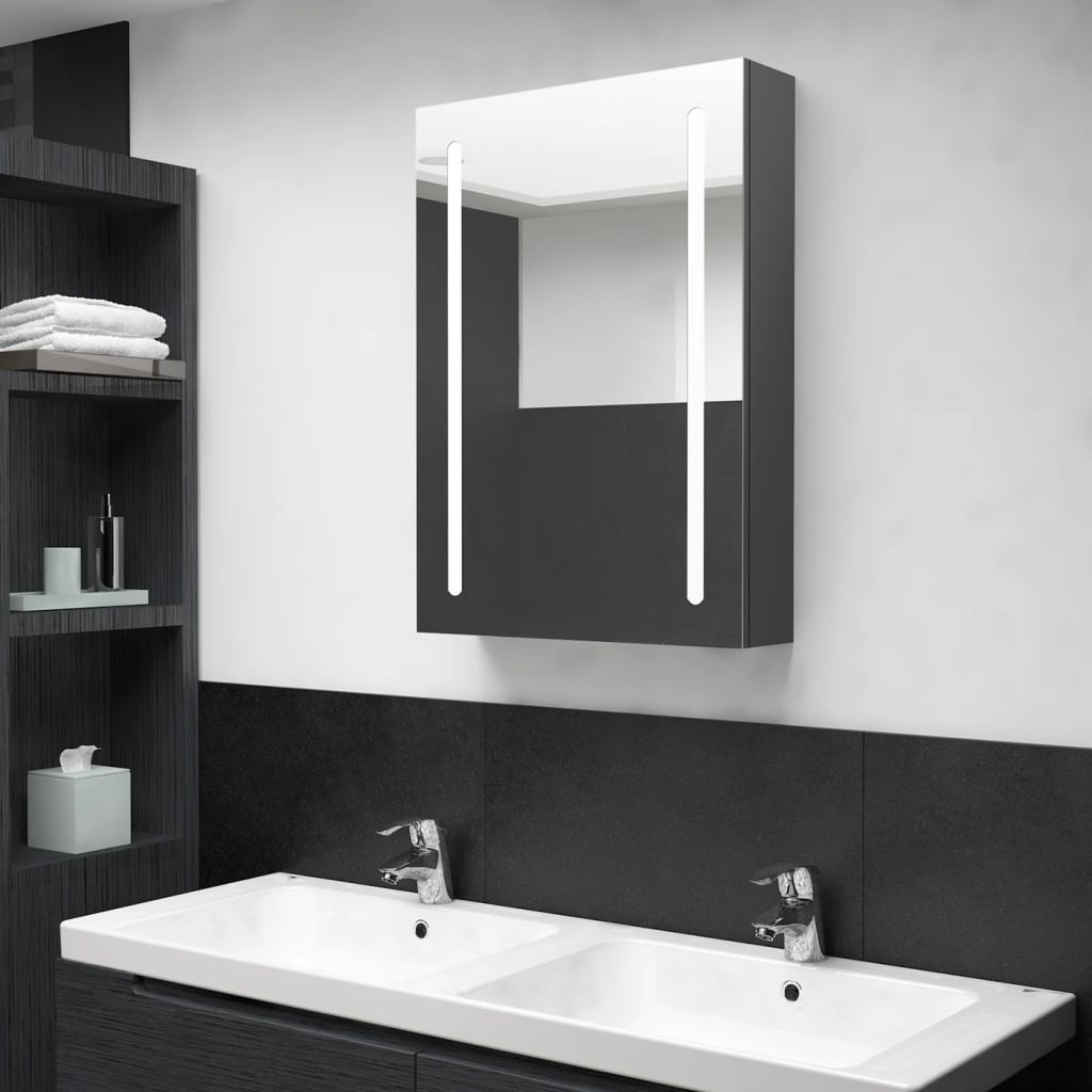 Meuble de salle de bain avec miroir LED 89x14x62 cm