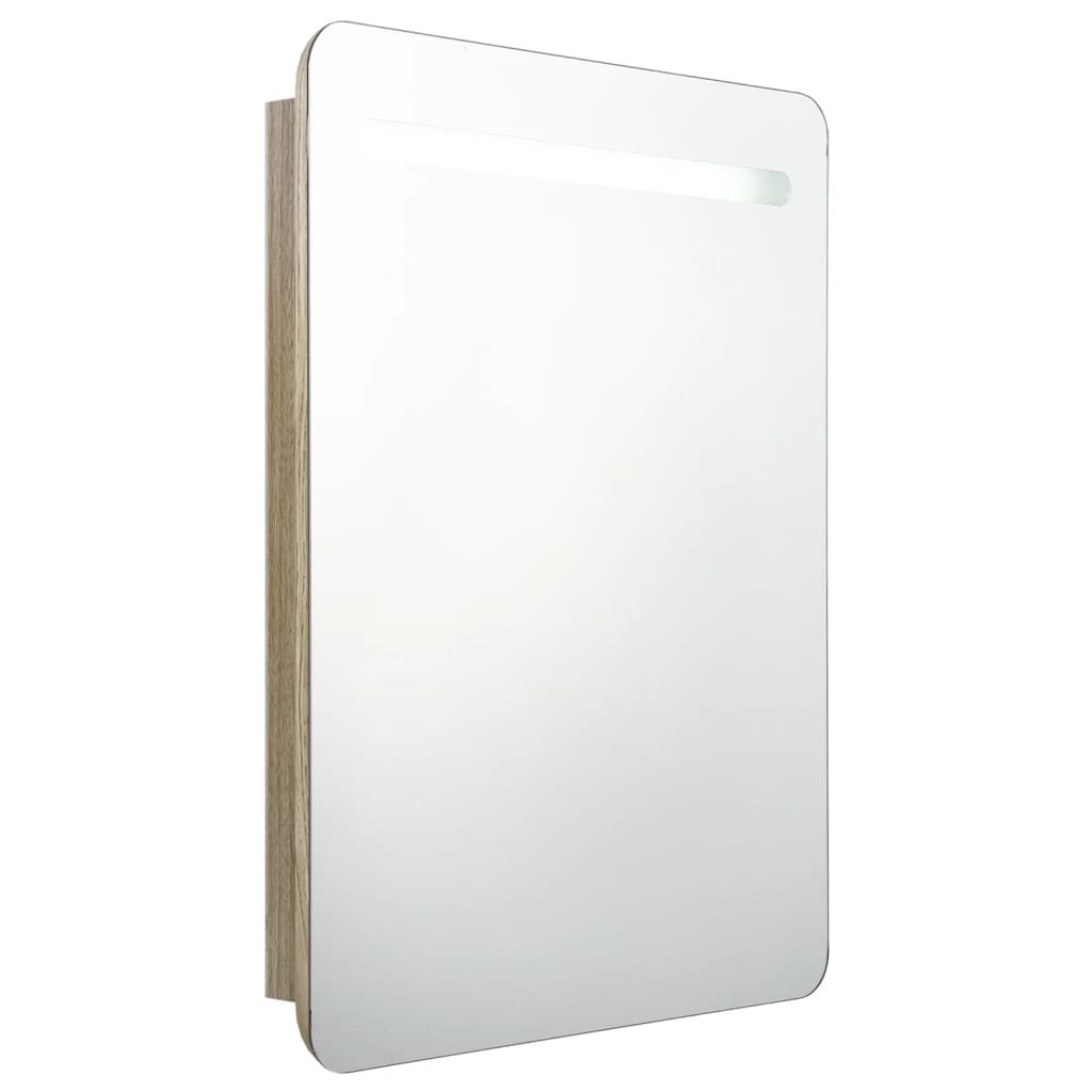 Meuble de salle de bain avec miroir et LED 60x11x80 cm blanc brillant