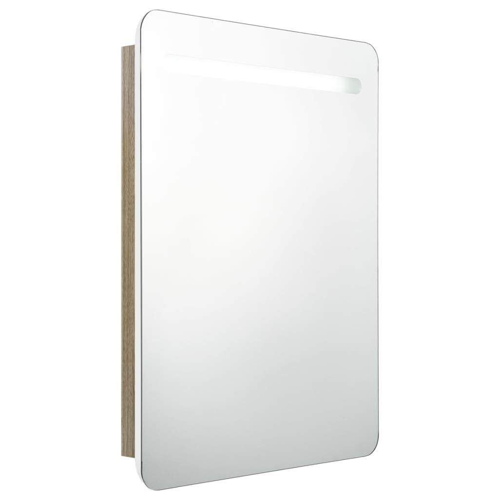 Meuble de salle de bain avec miroir et LED 60x11x80 cm blanc brillant