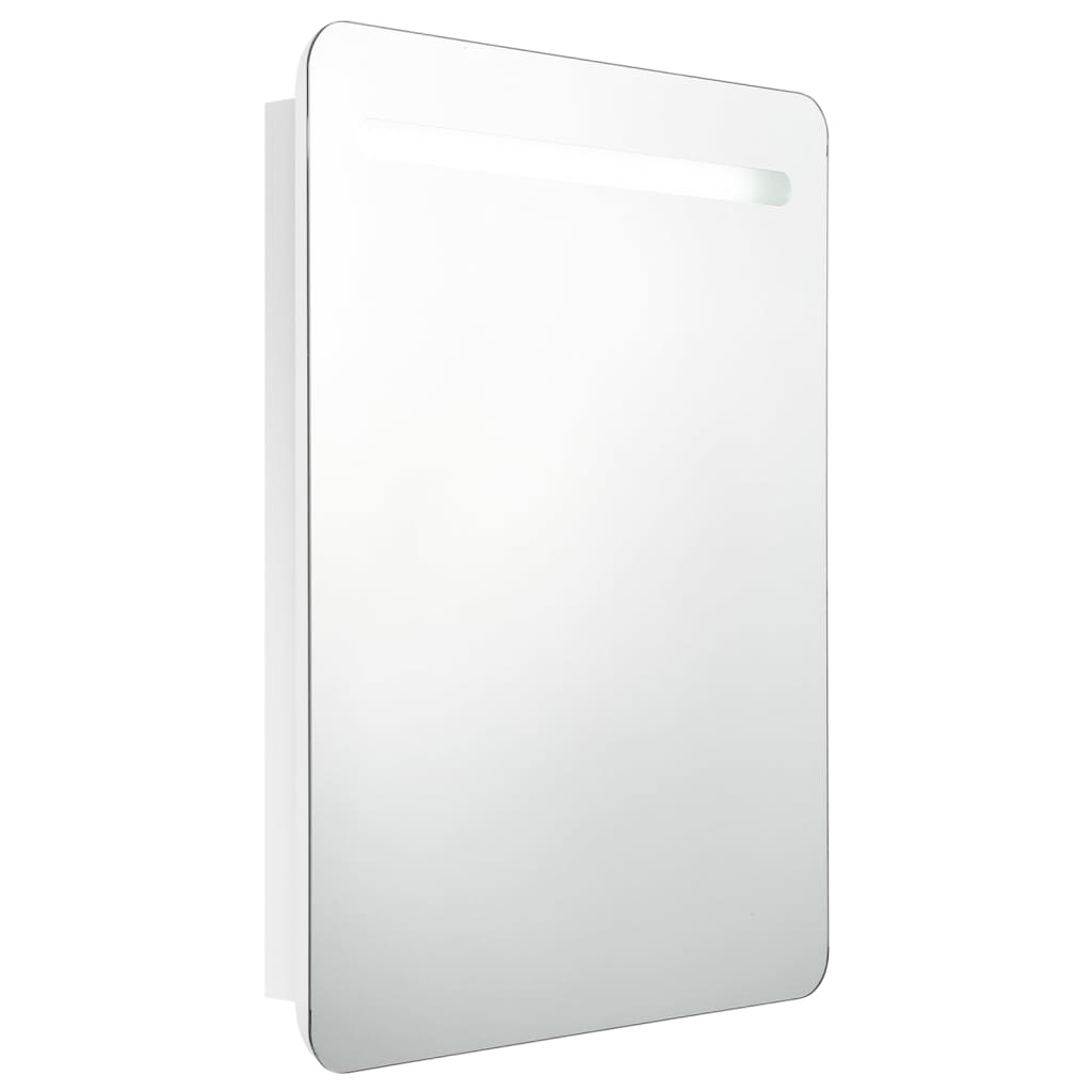 Meuble de salle de bain avec miroir et LED 60x11x80 cm blanc brillant