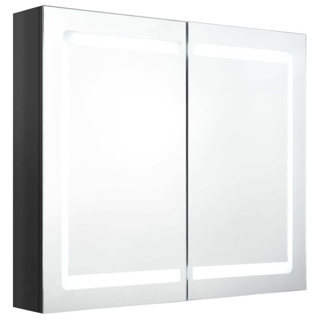 Badkamerkast met spiegel LED 80x12x68 cm eikenkleurig