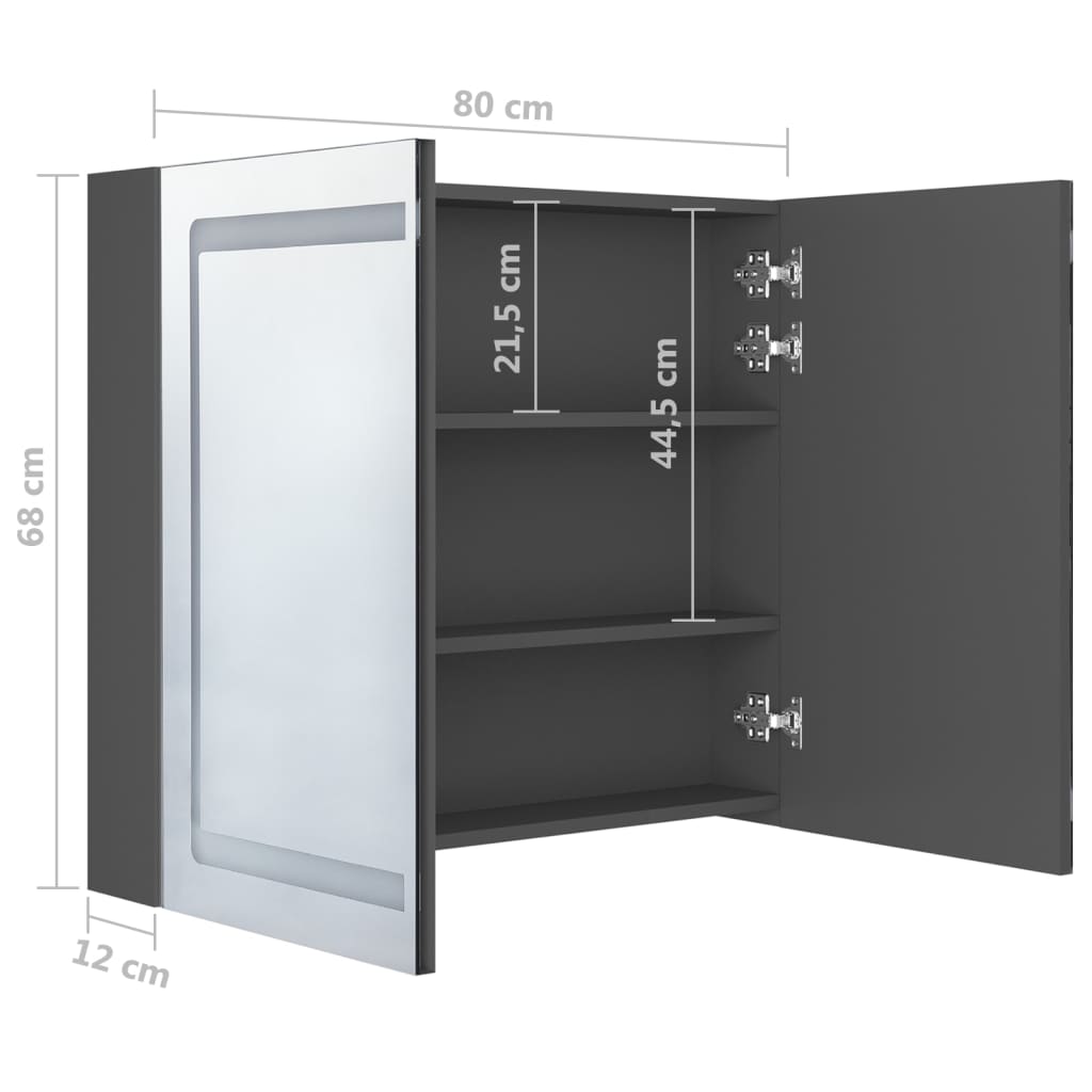 Badkamerkast met spiegel LED 80x12x68 cm eikenkleurig