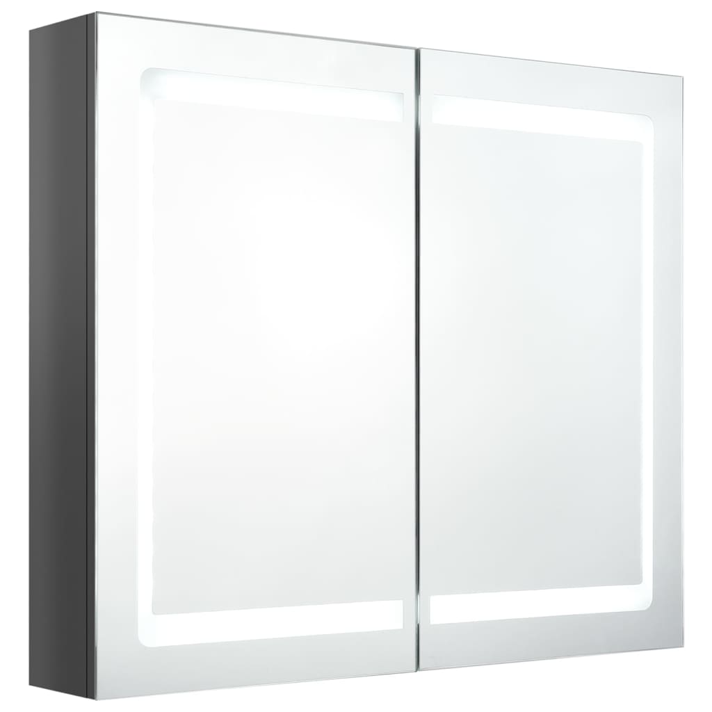 Badkamerkast met spiegel LED 80x12x68 cm eikenkleurig