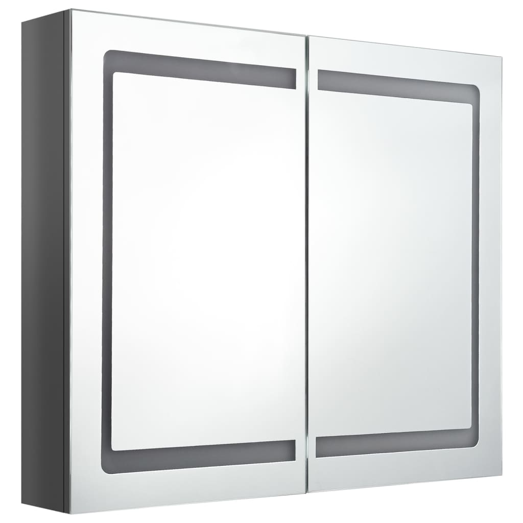 Badkamerkast met spiegel LED 80x12x68 cm eikenkleurig