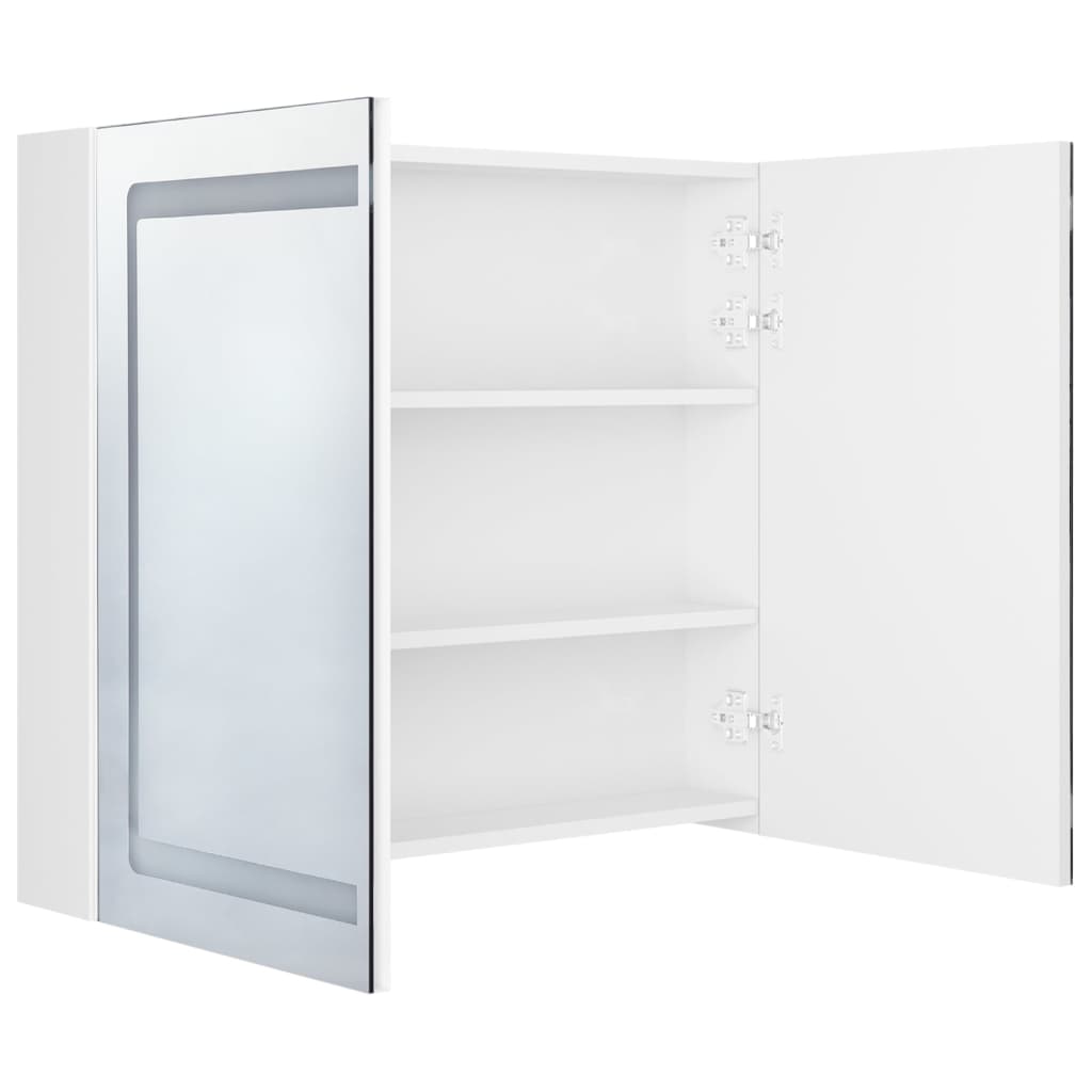 Badkamerkast met spiegel LED 80x12x68 cm eikenkleurig