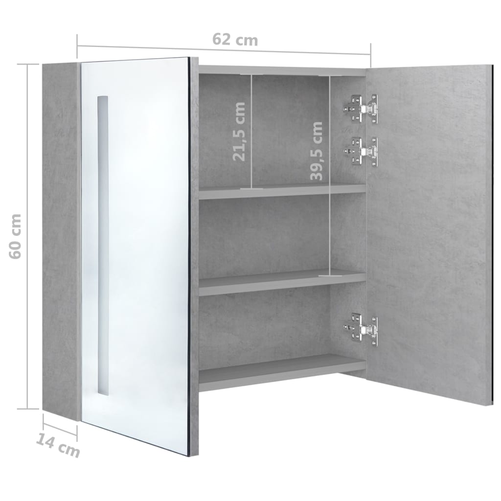 Meuble de salle de bain avec miroir LED 89x14x62 cm