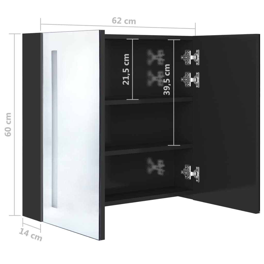 Meuble de salle de bain avec miroir LED 89x14x62 cm