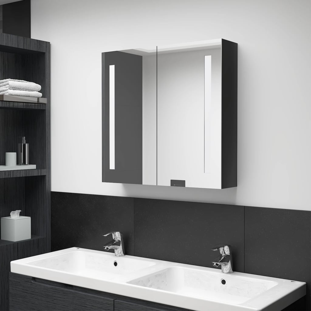 Meuble de salle de bain avec miroir LED 89x14x62 cm