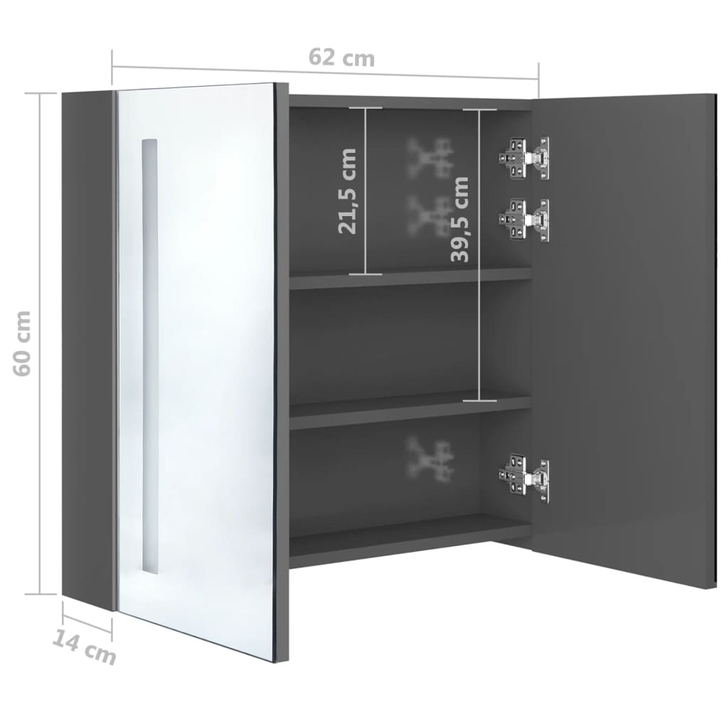 Badkamerkast met spiegel LED 50x13x70 cm eikenkleurig