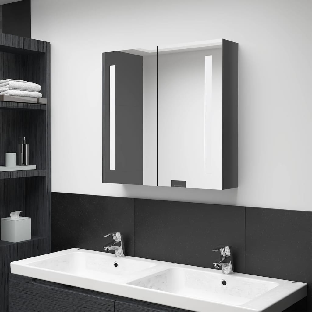 Meuble de salle de bain avec miroir LED 89x14x62 cm