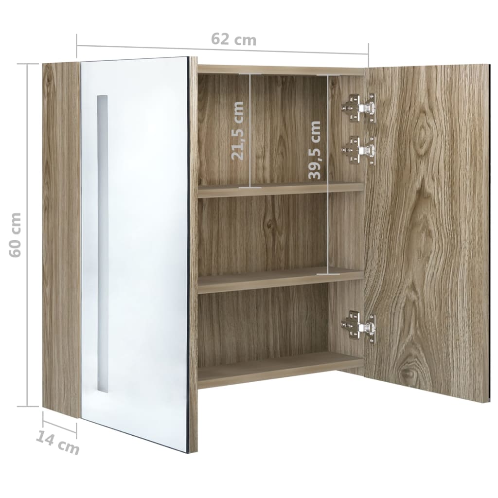 Meuble de salle de bain avec miroir LED 89x14x62 cm