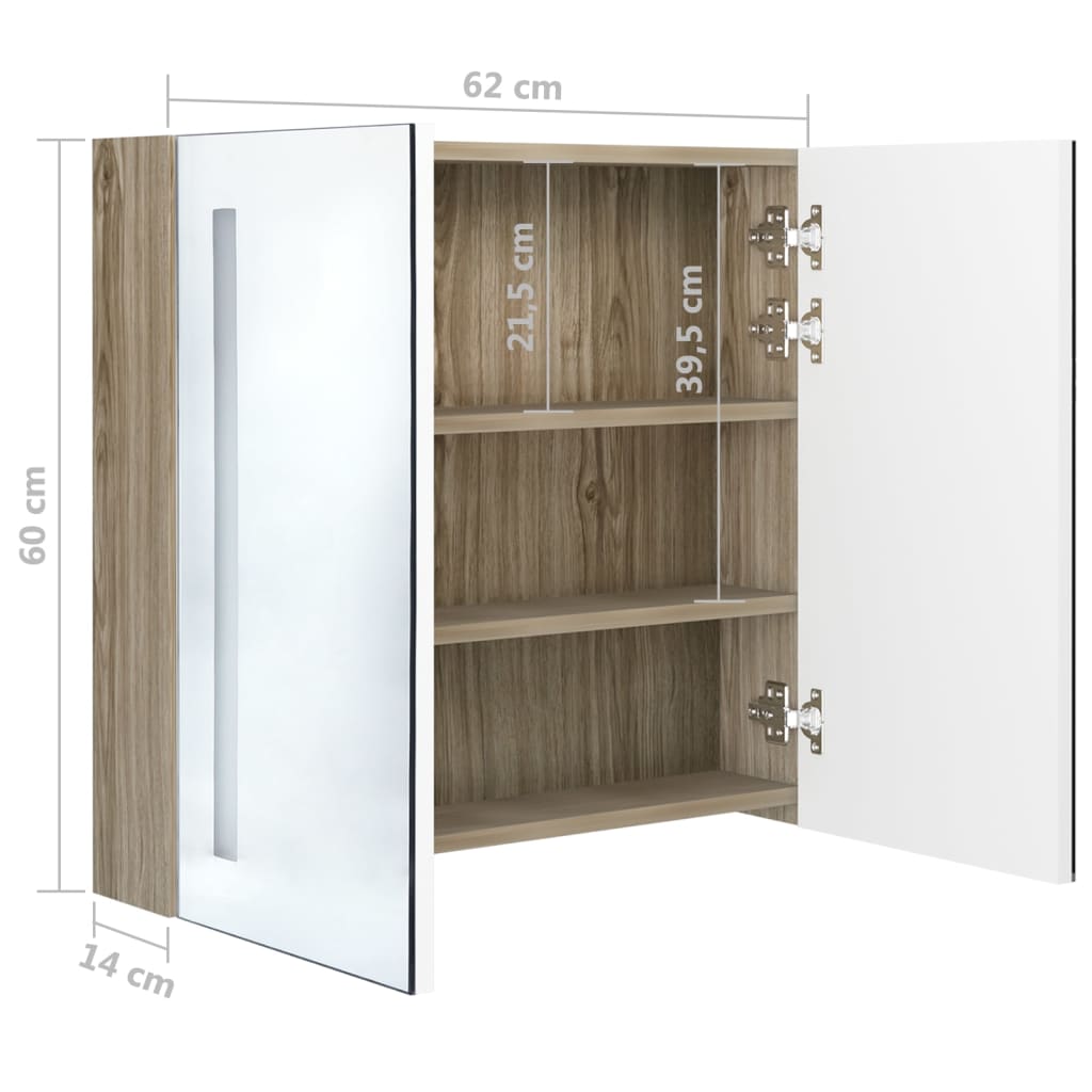 Meuble de salle de bain avec miroir LED 89x14x62 cm