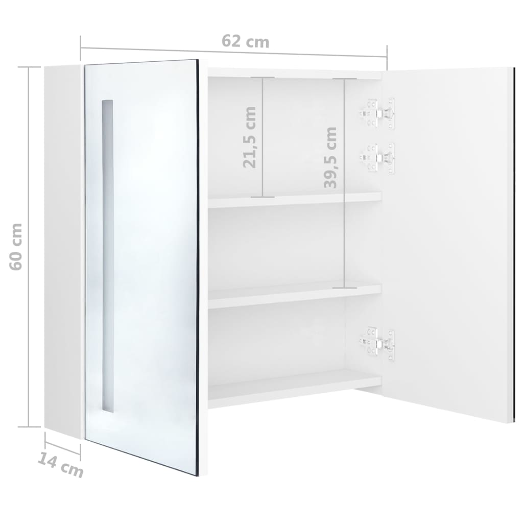 Meuble de salle de bain avec miroir LED 89x14x62 cm