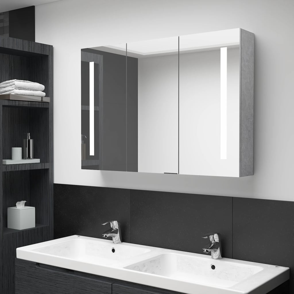 Meuble de salle de bain avec miroir LED 89x14x62 cm