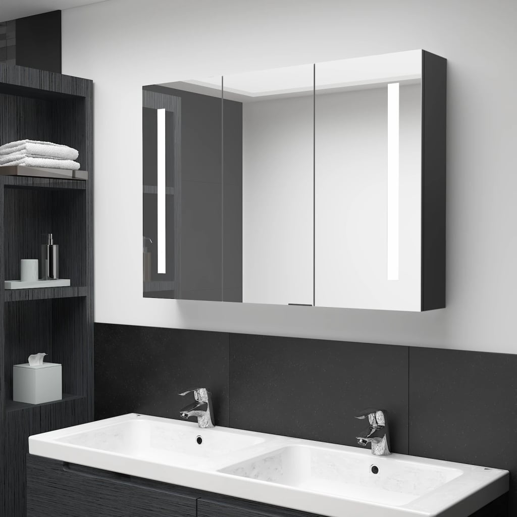 Meuble de salle de bain avec miroir LED 89x14x62 cm