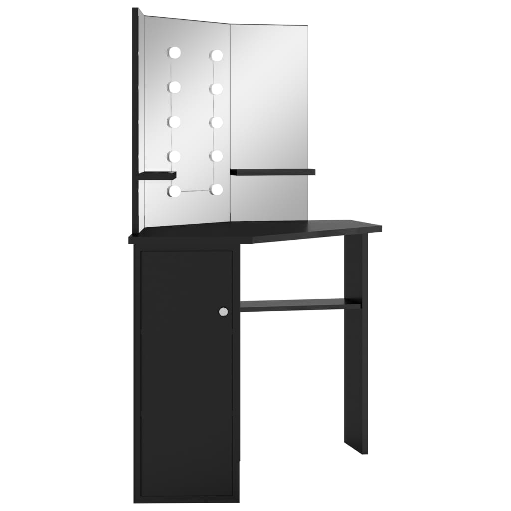 Coiffeuse d'angle avec LED 111x54x141,5 cm