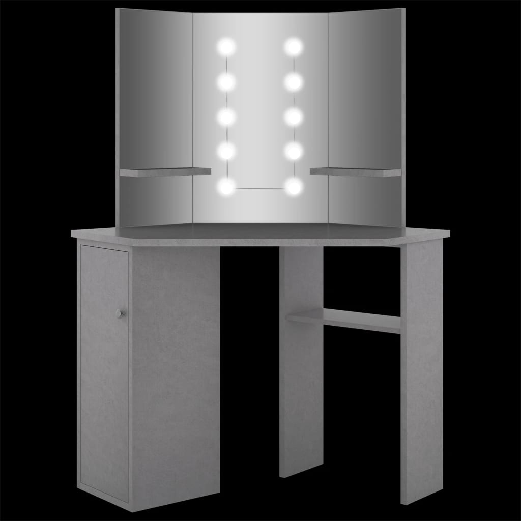 Coiffeuse d'angle avec LED 111x54x141,5 cm