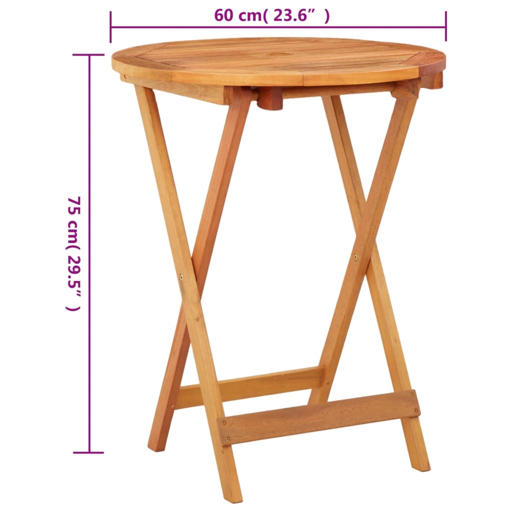 Table de jardin pliante 120x70x75 cm bois d'eucalyptus massif