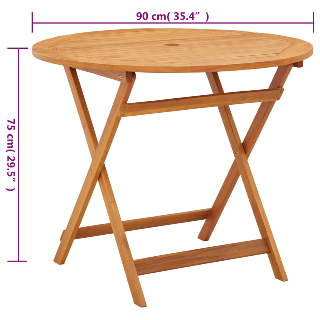 Table de jardin pliante 120x70x75 cm bois d'eucalyptus massif