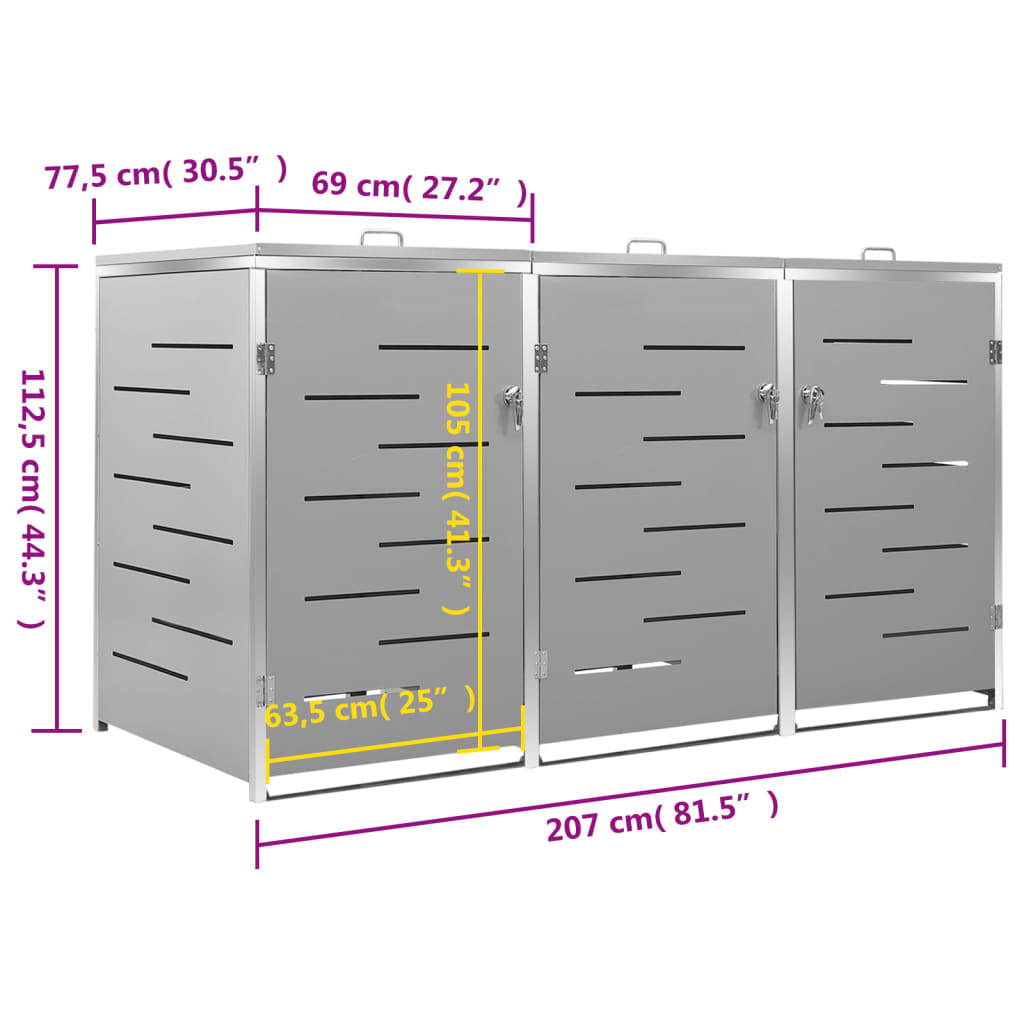 Containerberging dubbel 138x77,5x112,5 cm roestvrij staal