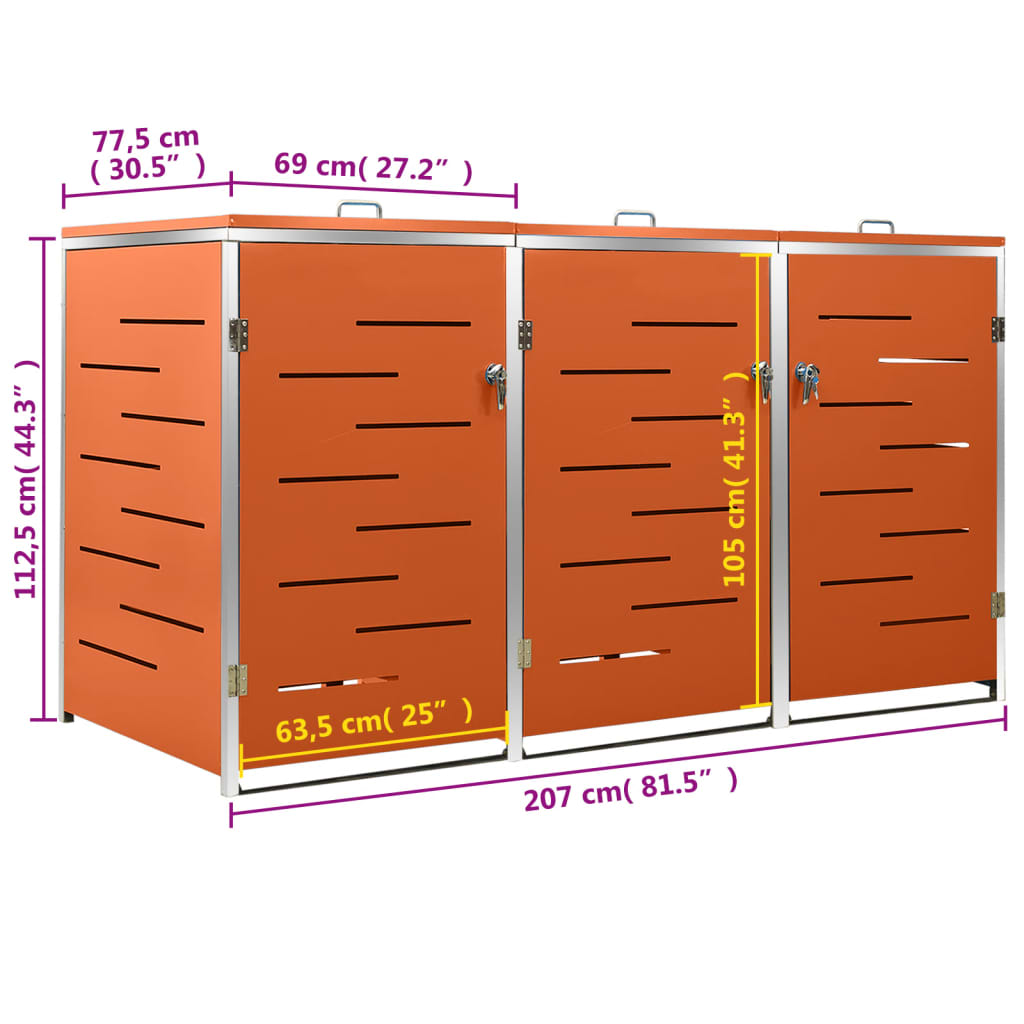 Containerberging dubbel 138x77,5x112,5 cm roestvrij staal