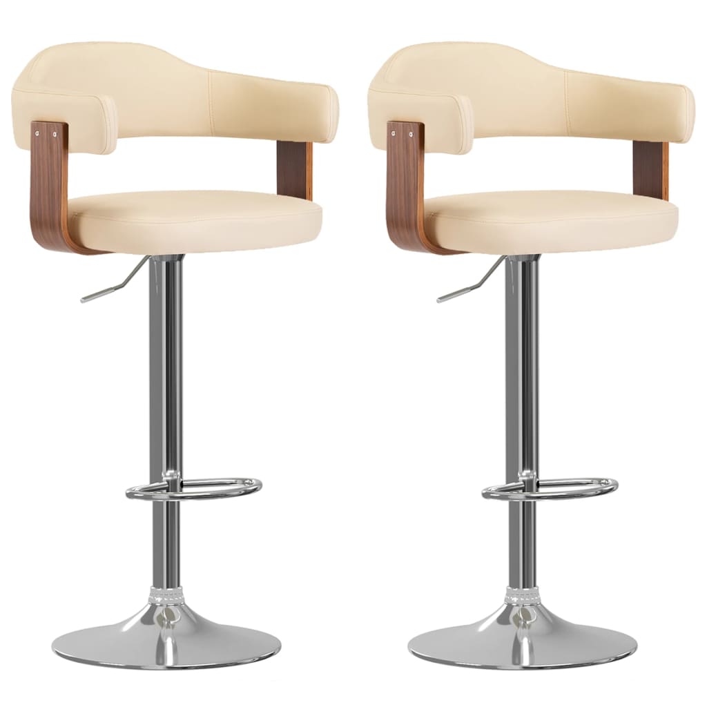 Tabourets de bar 2 pcs bois courbé simili cuir