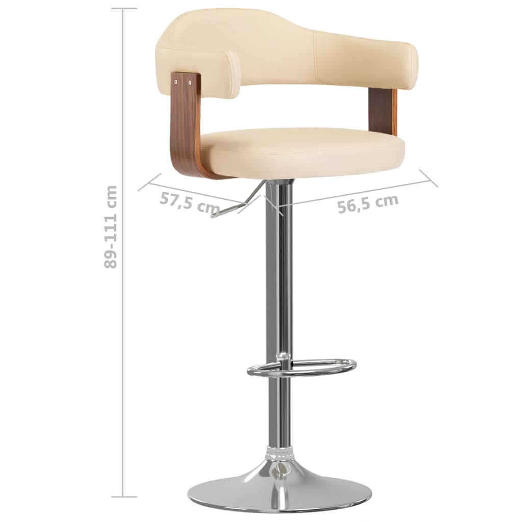 Tabourets de bar 2 pcs bois courbé simili cuir