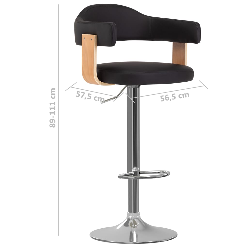 Tabourets de bar 2 pcs bois courbé simili cuir