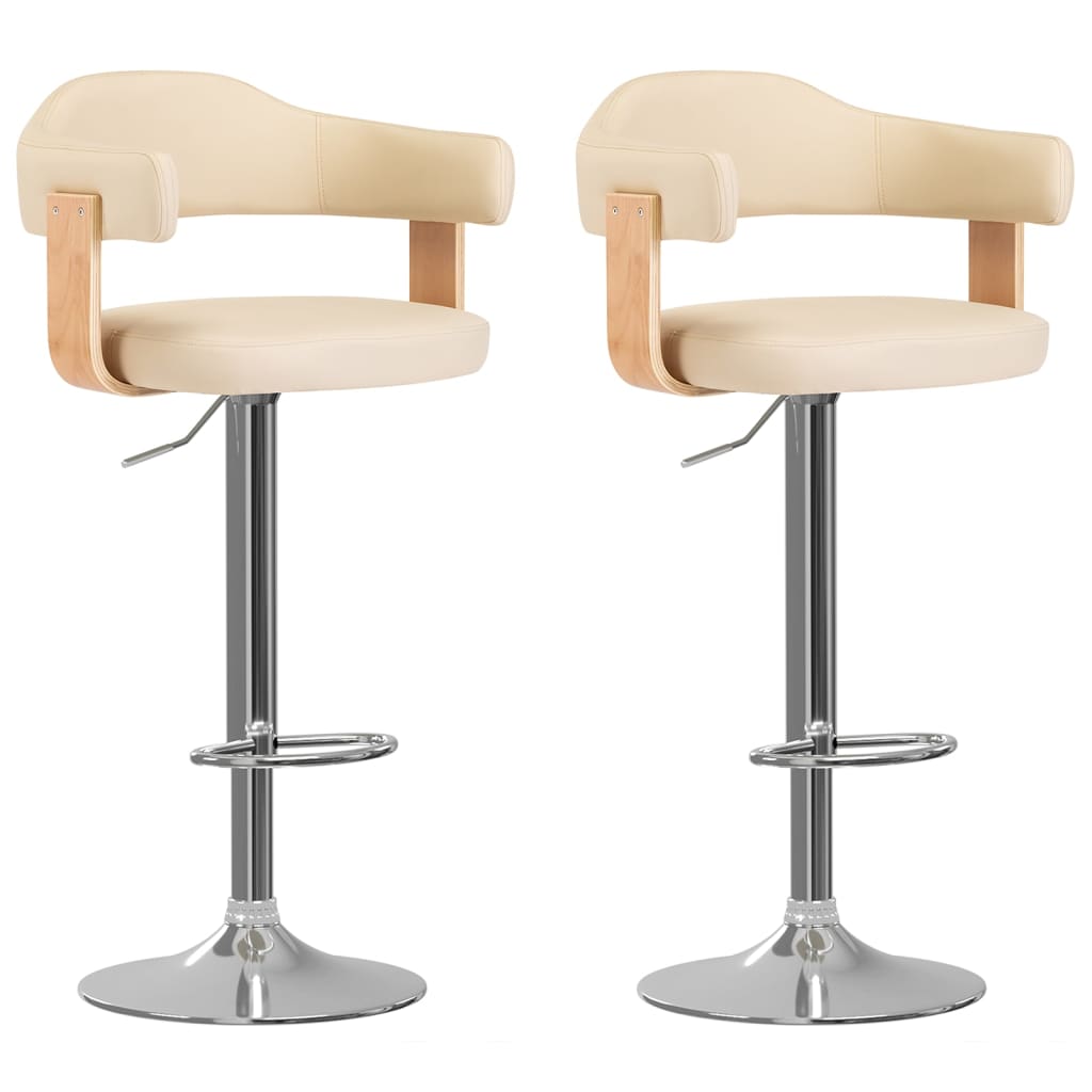 Tabourets de bar 2 pcs bois courbé simili cuir