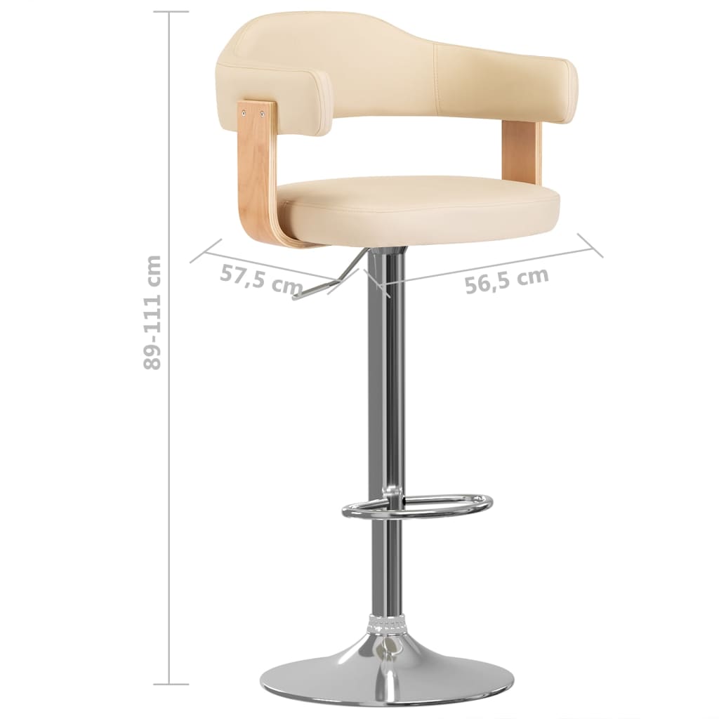 Tabourets de bar 2 pcs bois courbé simili cuir