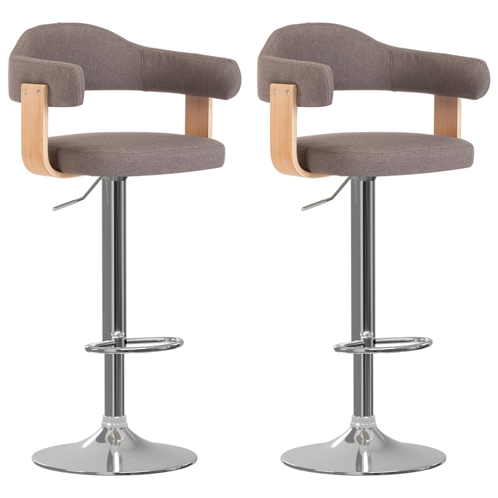 Tabourets de bar 2 pcs bois courbé et tissu