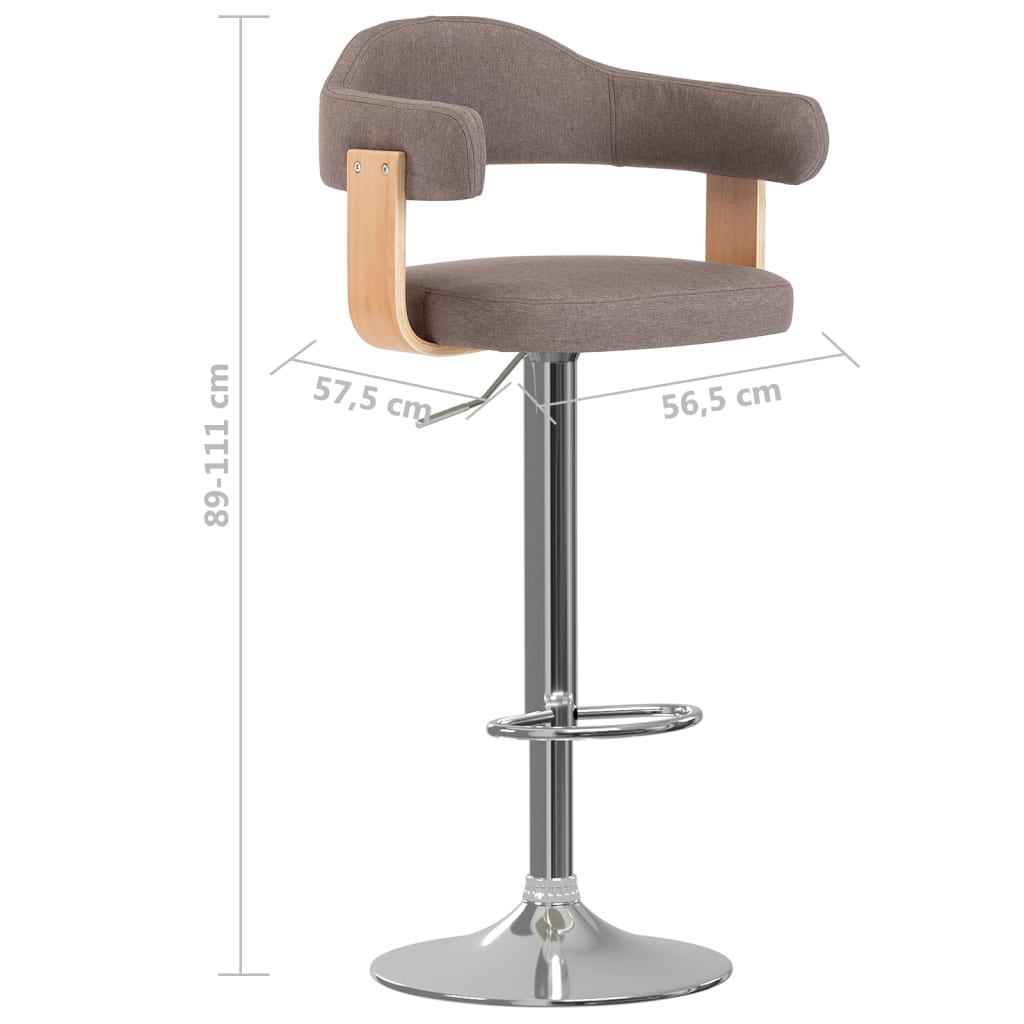 Tabourets de bar 2 pcs bois courbé et tissu