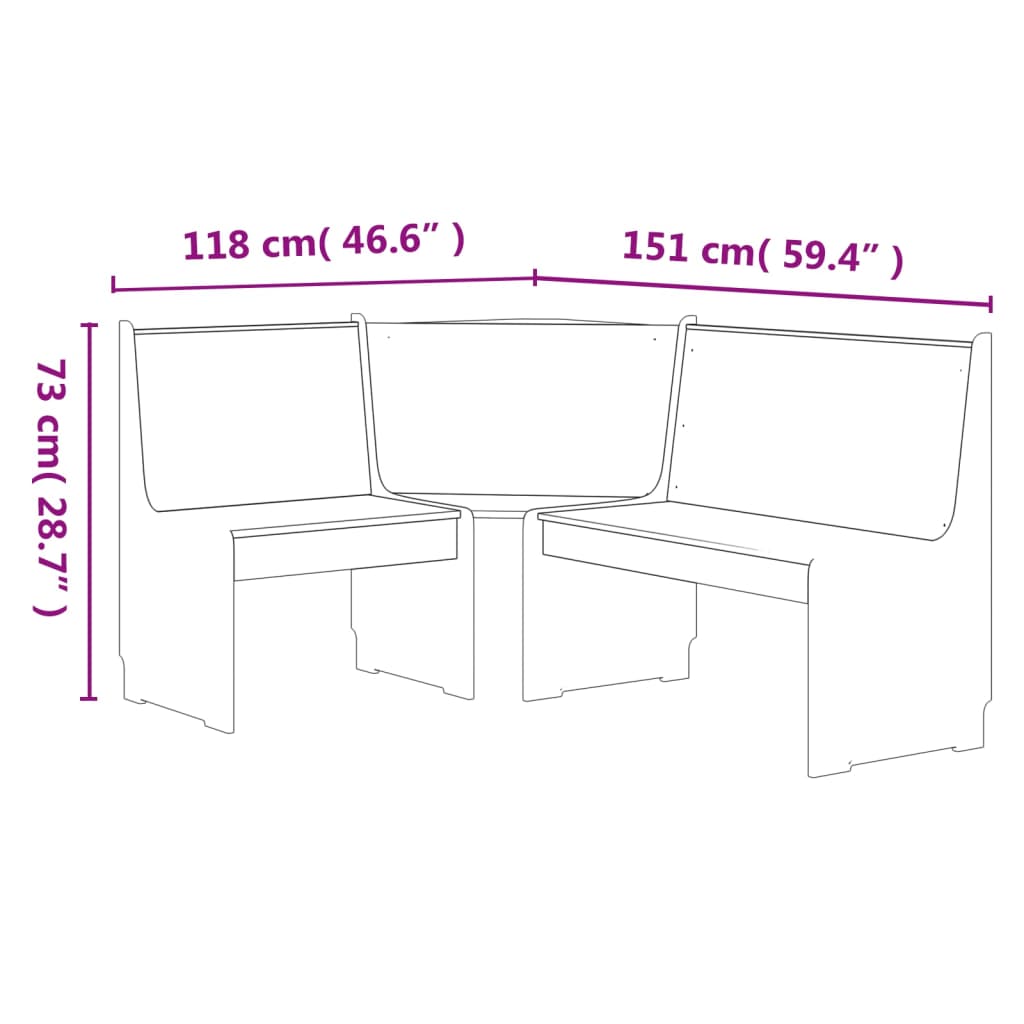 Canapé d'angle REINE 151 cm en pin massif et